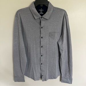 Fabletics Mens The Dash Long Sleeve Button Up Shirt Size Large Knit Navy Heather